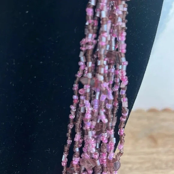 Beaded long multi strand necklace glass purple - Picture 8 of 9
